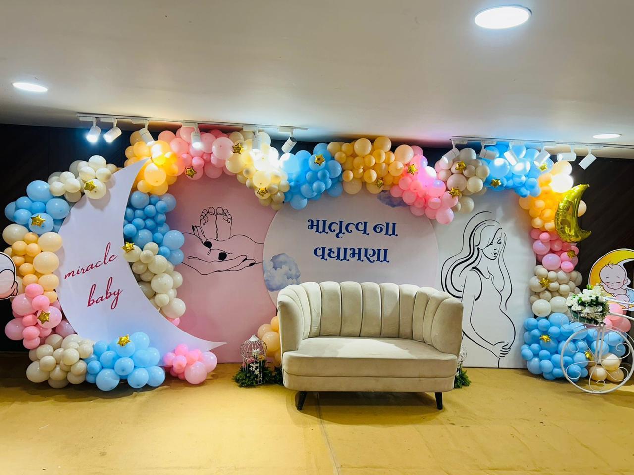 Gujrati Style Baby Shower Vista Balloons Decoration Theme